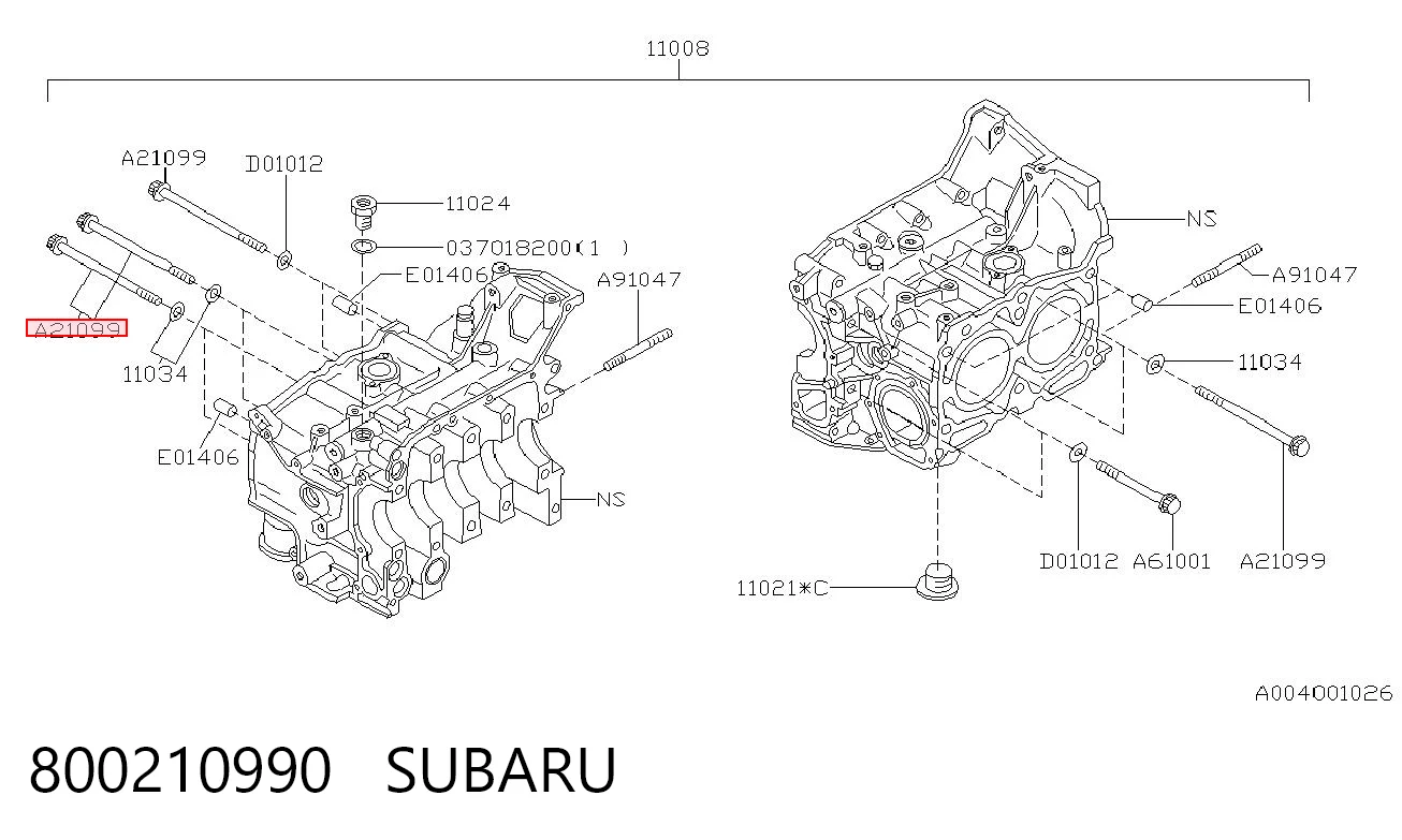 800210990 Subaru Болт кріплення головки блоку циліндрів