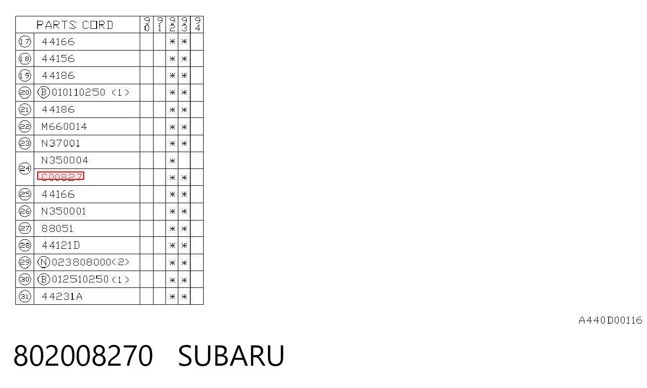802008270 Subaru Гайка випускного колектора