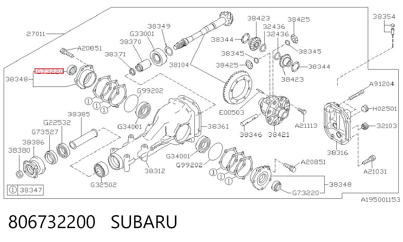 806732200 Subaru Сальник редуктора заднього моста