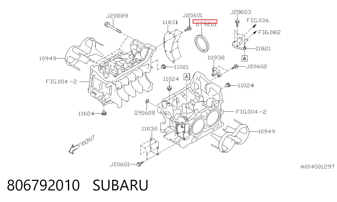 806792010 Subaru Сальник коленвала корінний