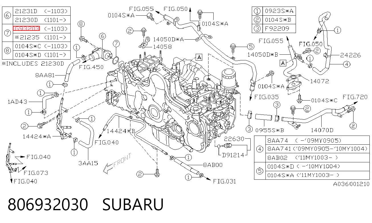 806932030 Subaru Прокладка впускного колектора