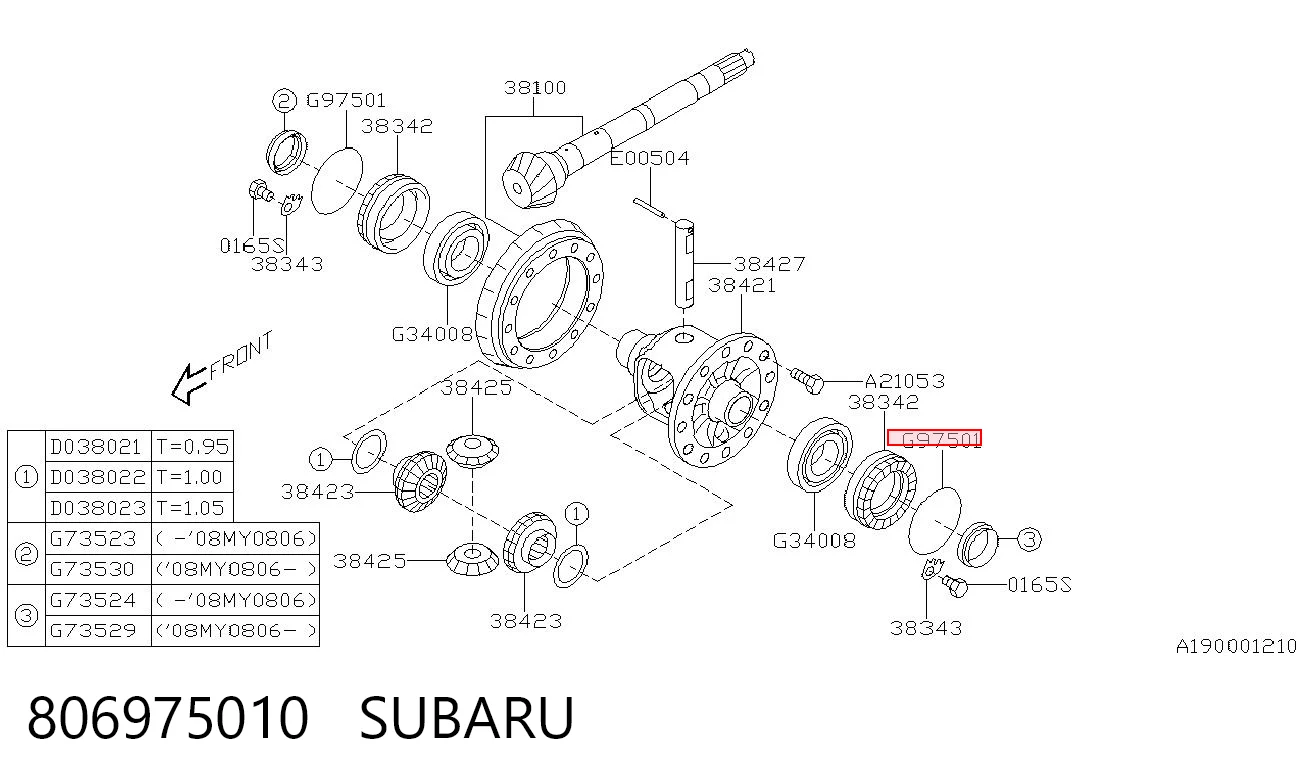 806975010 Subaru Шайба диференціала переднього моста