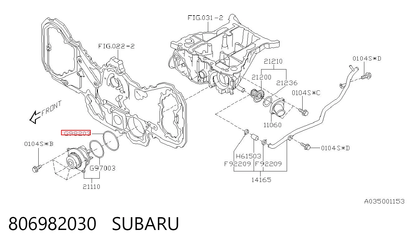 806982030 Subaru Прокладка водяної помпи