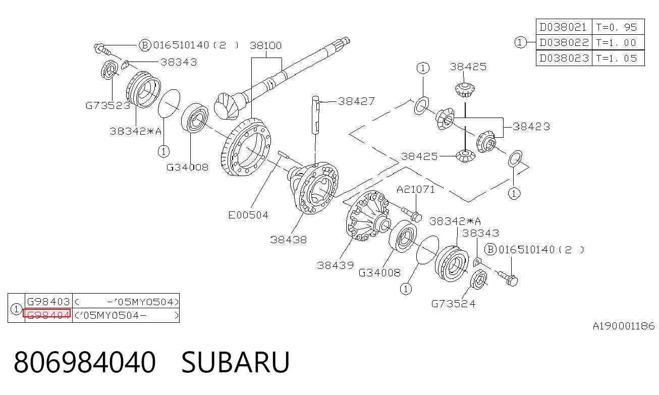 806984040 Subaru Шайба диференціалу переднього моста