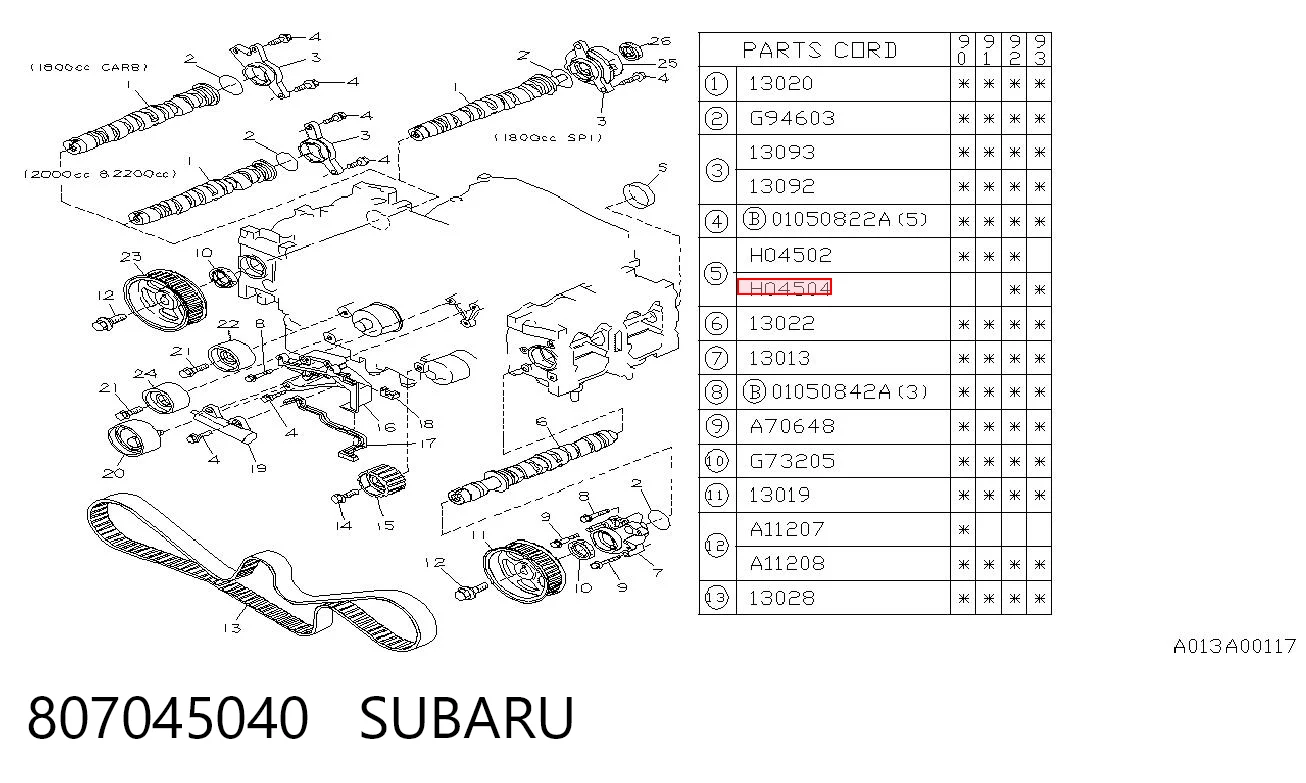 807045040 Subaru Заглушка-корок розподільника