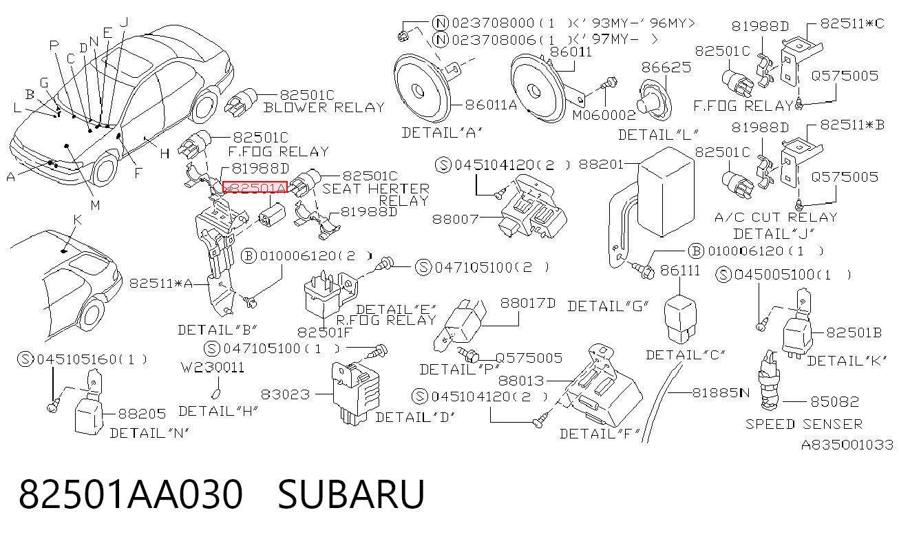 82501AA030 Subaru 