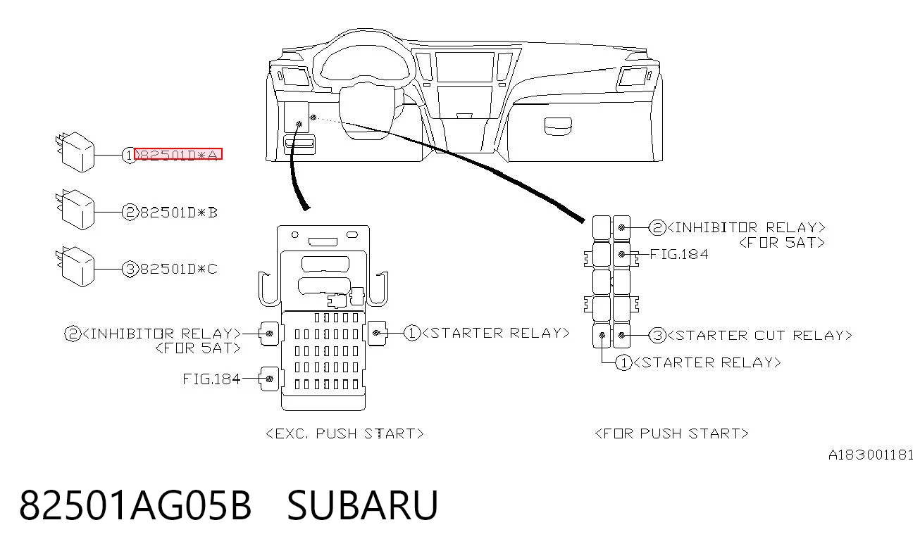 82501AG05B Subaru Реле кондиціонера