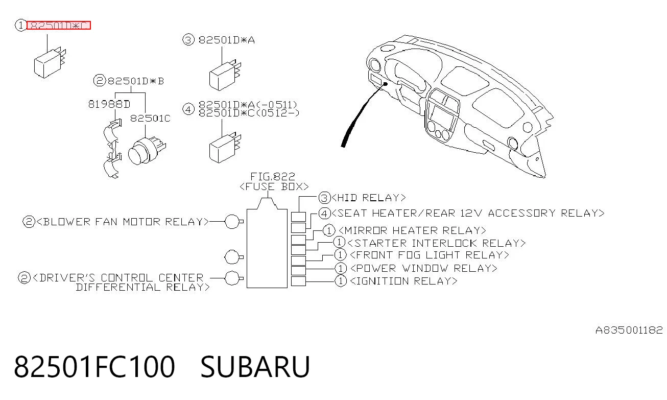 82501FC100 Subaru Реле покажчиків поворотів