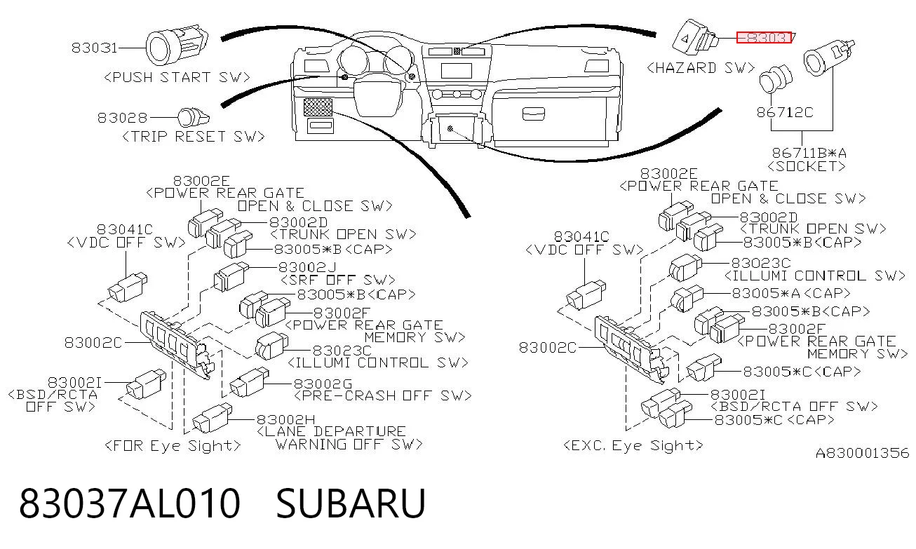 83037AL010 Subaru Аварійна кнопка