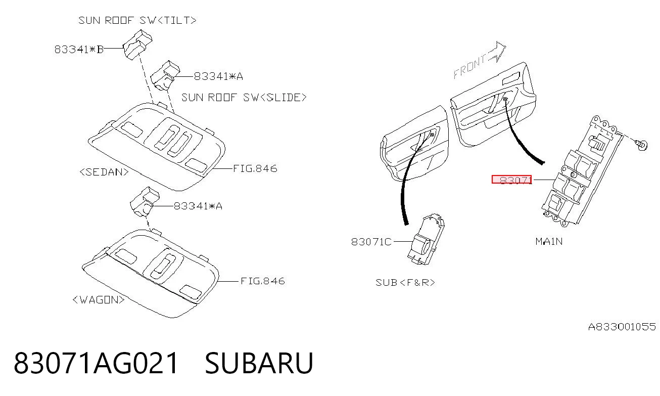 83071AG021 Subaru Кнопки переднього лівого склопід'ємника