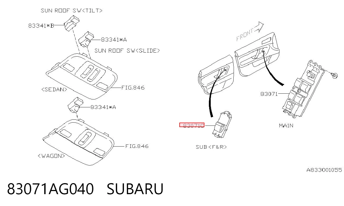 83071AG040 Subaru Кнопка підйомника заднього скла