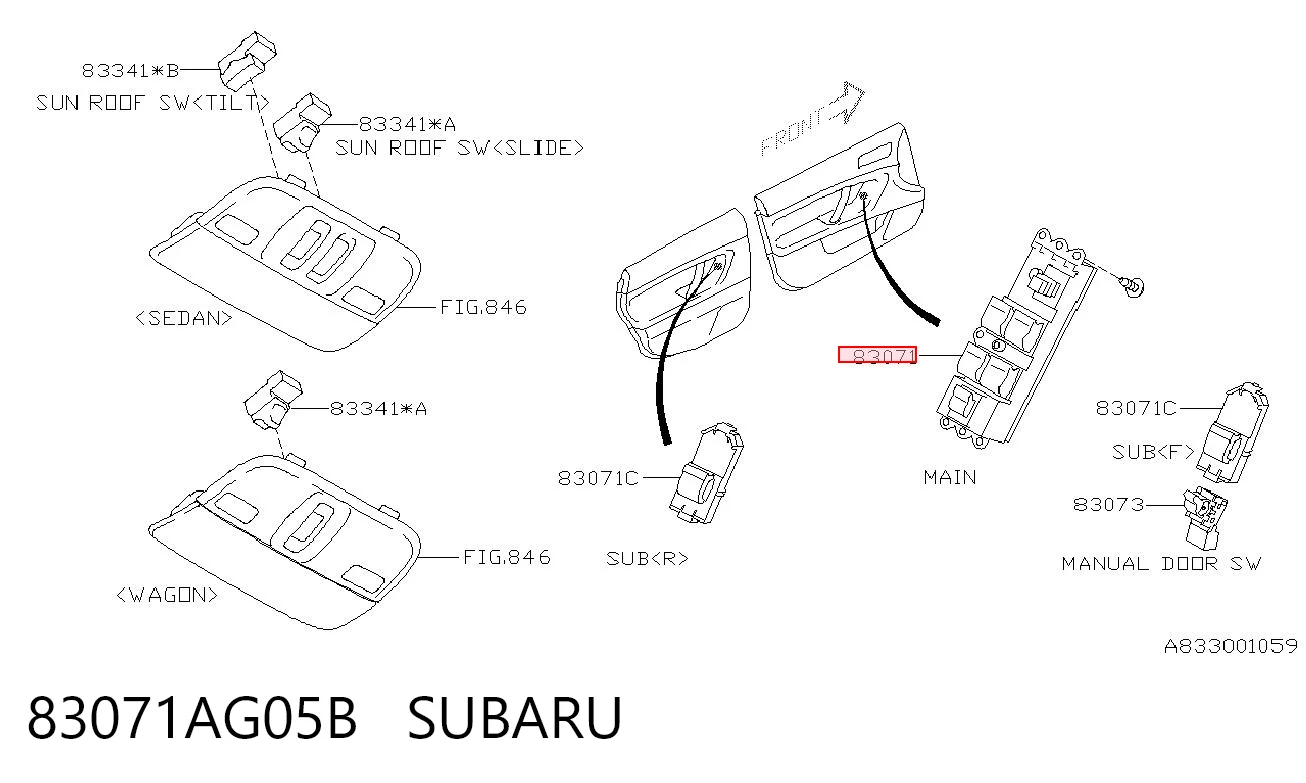 83071AG05B Subaru Кнопки переднього лівого склопід'ємника