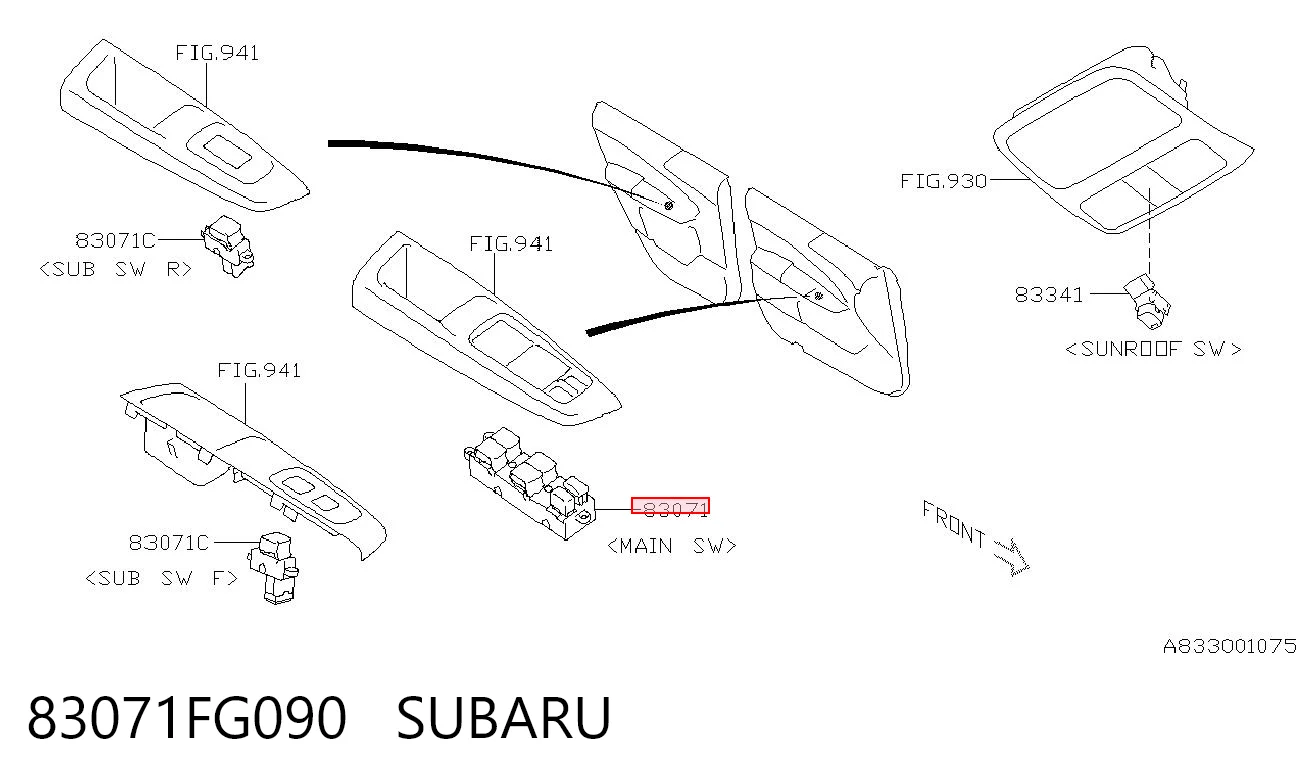 83071FG090 Subaru Кнопки переднього лівого склопід'ємника