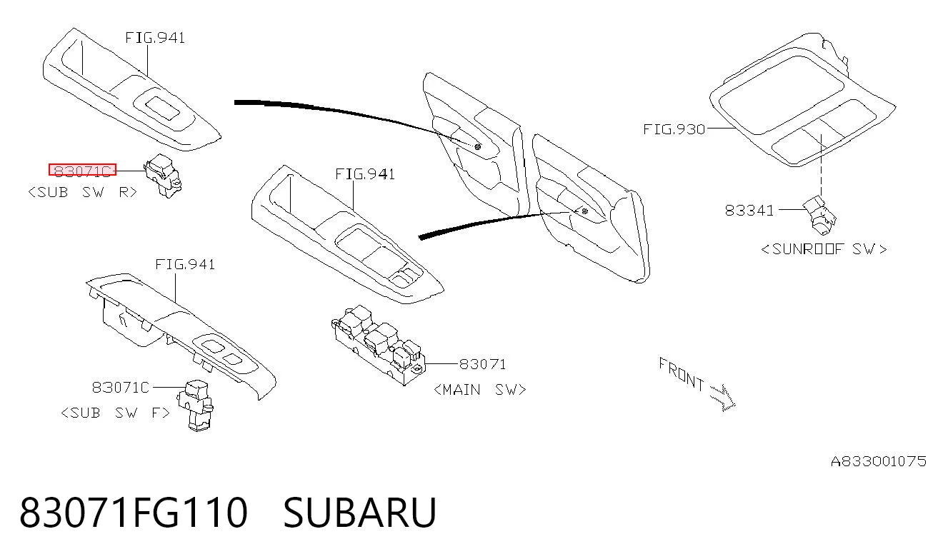 83071FG110 Subaru Кнопки заднього склопід'ємника