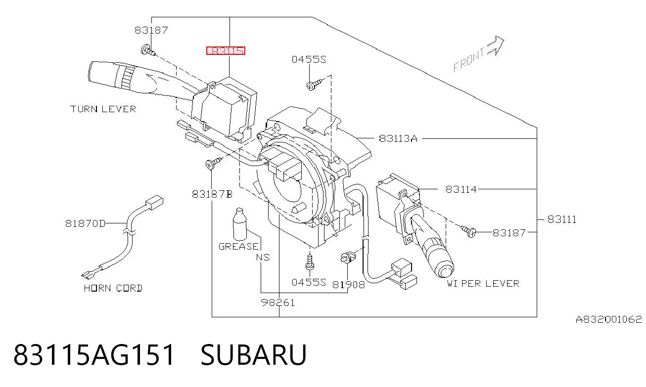 83115AG151 Subaru Перемикач підрульовий, лівий