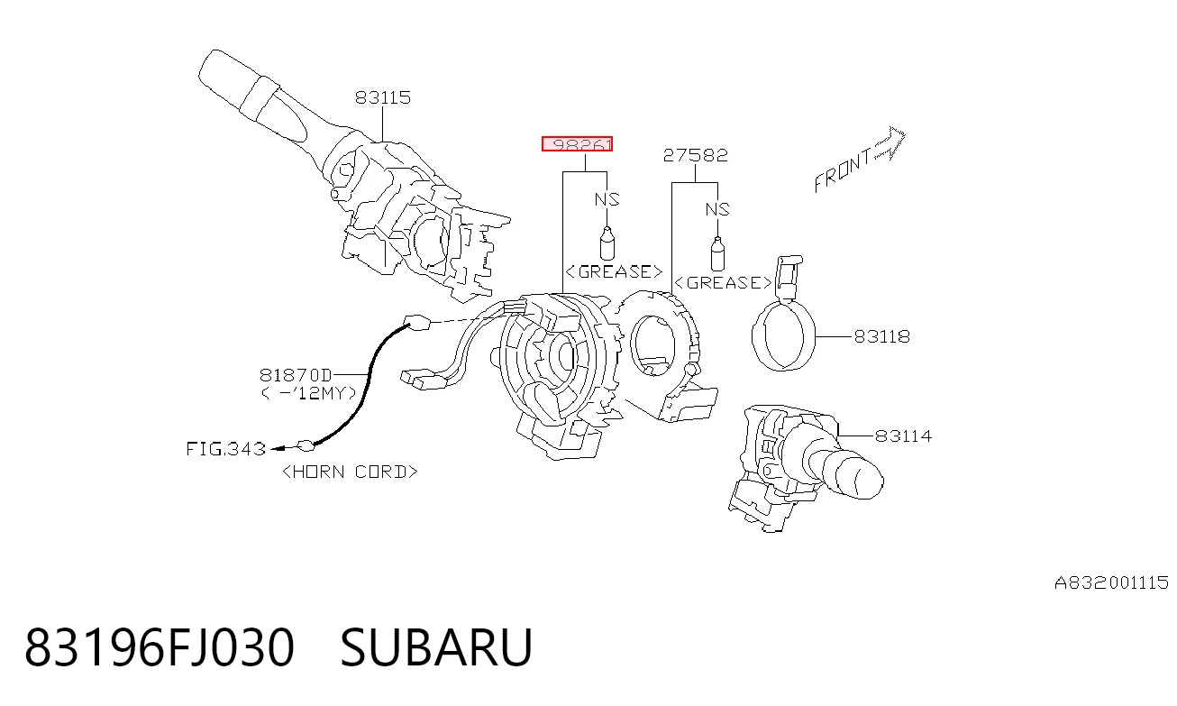 83196FJ030 Subaru Шлейф Airbag