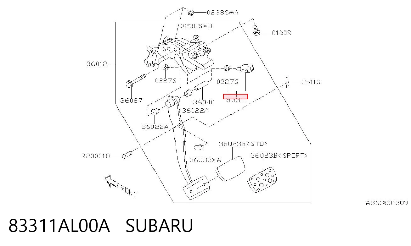 83311AL00A Subaru Лягушка стоп-сигналу