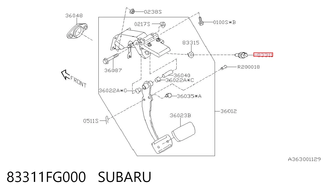 83311FG000 Subaru Лягушка стоп-сигналу