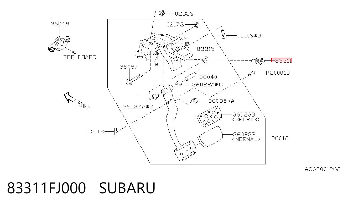 83311FJ000 Subaru Лягушка стоп-сигналу