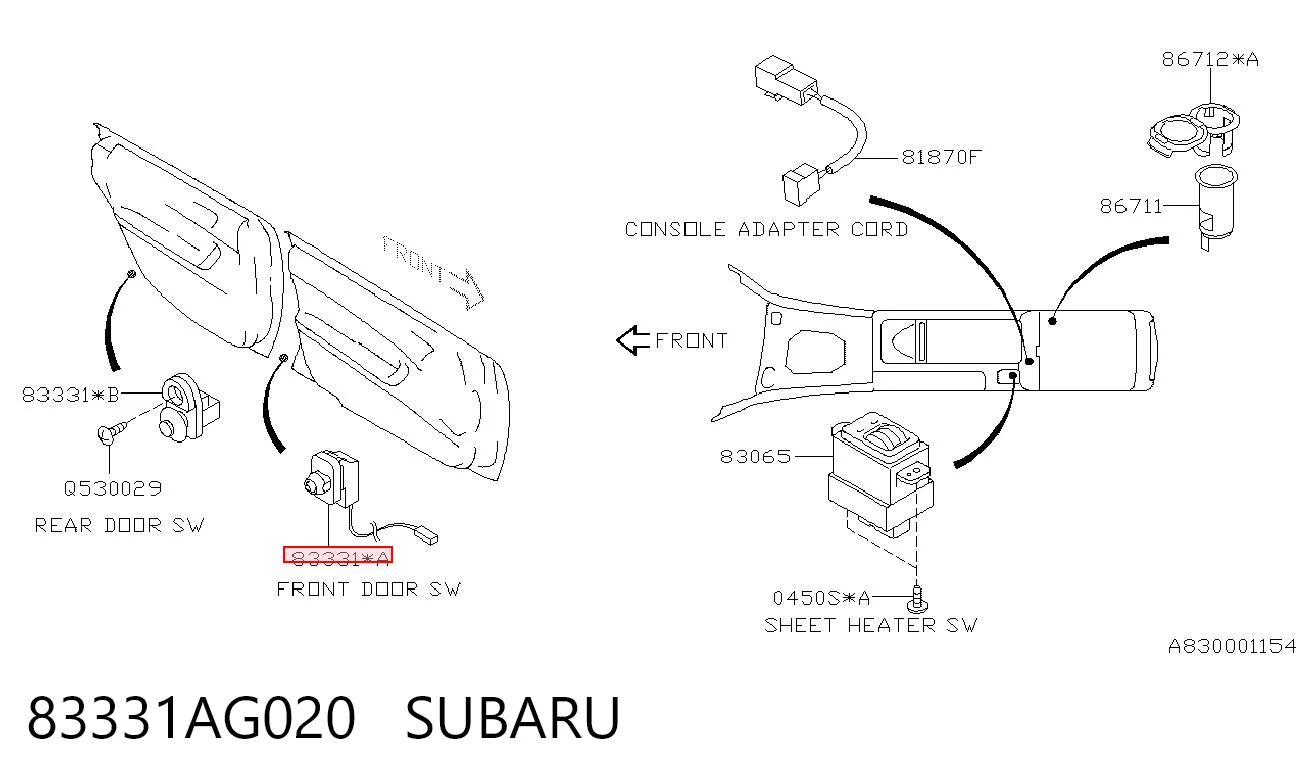 83331AG020 Subaru Кінцевий вимикач