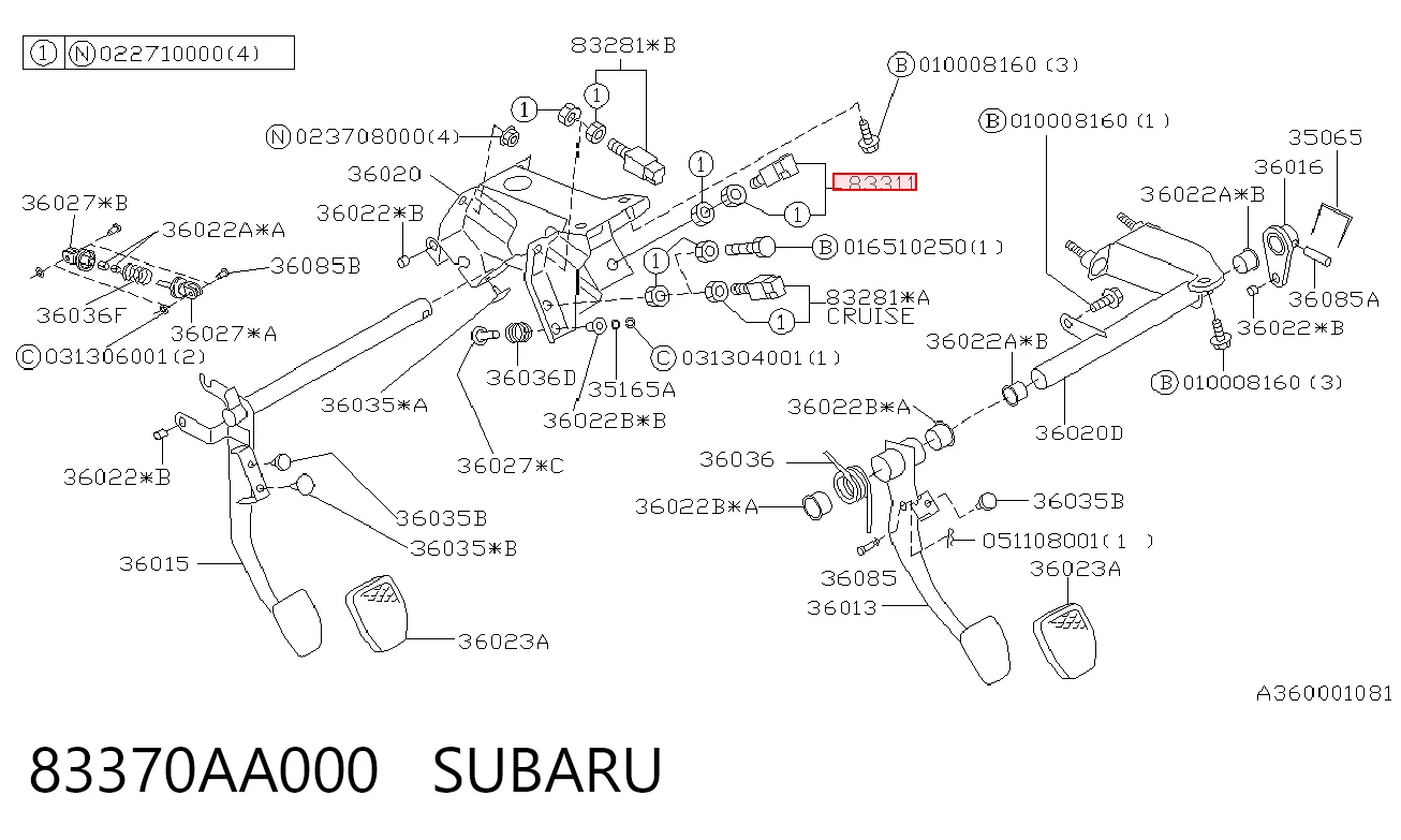 83370AA000 Subaru Лягушка стоп-сигналу