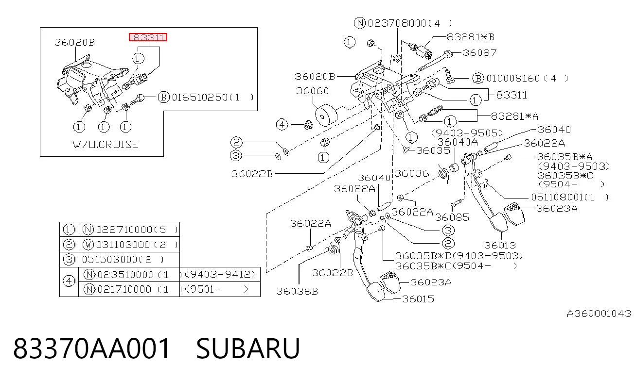 83370AA001 Subaru Лягушка стоп-сигналу