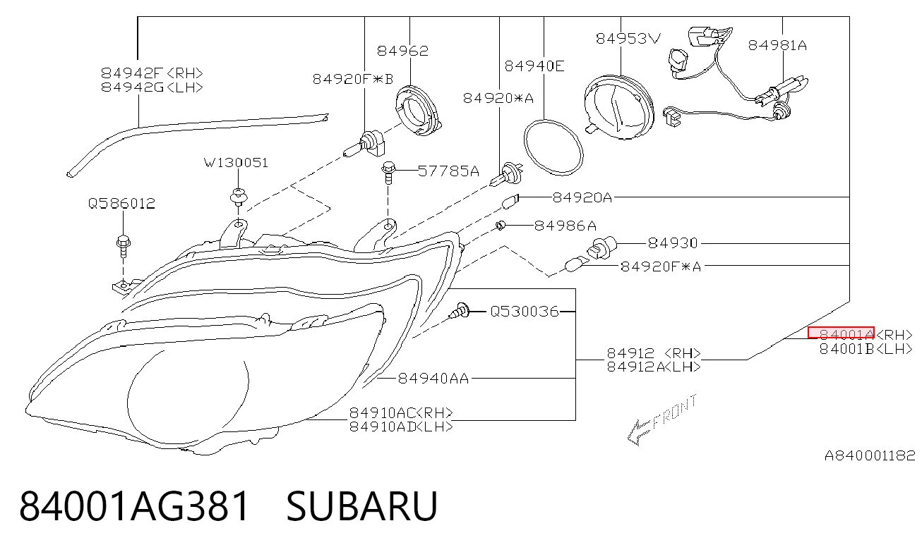 Основна фара - вставка на Subaru Legacy IV B13
