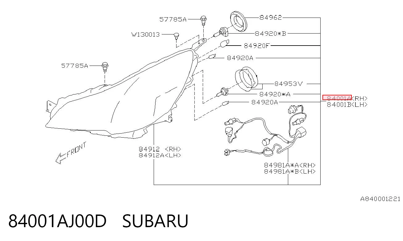 84001AJ00D Subaru Фара передня права