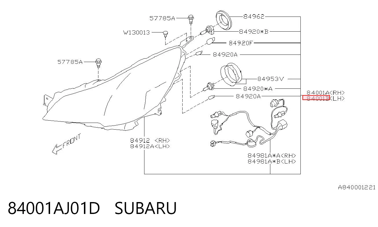 84001AJ01D Subaru Фари