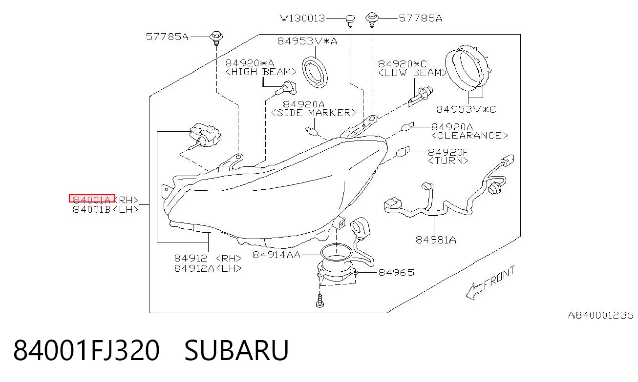 84001FJ320 Subaru Фара правая