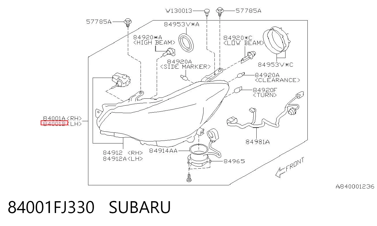 84001FJ330 Subaru Фара дальнього світла в зборі