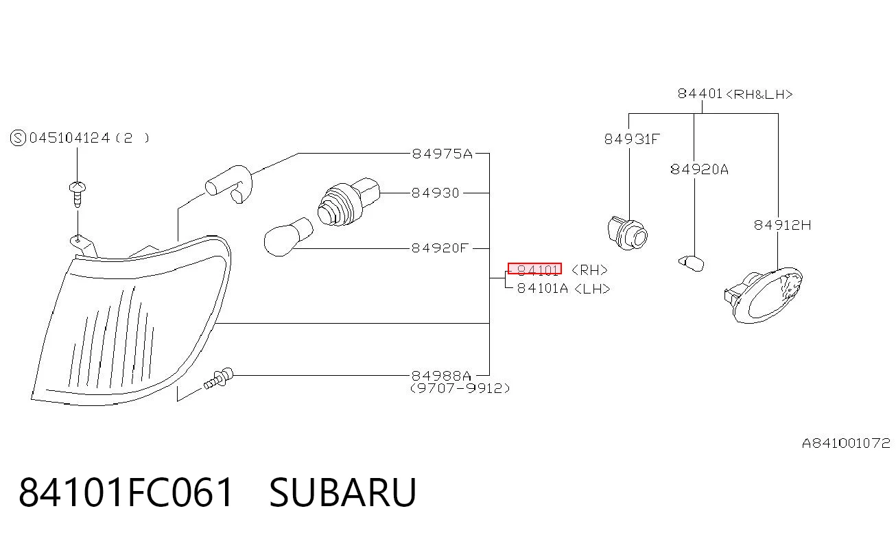 84101FC061 Subaru Габарит-покажчик повороту, правий