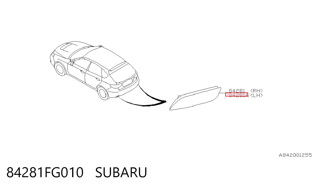 84281FG010 Subaru Лівий відбивач заднього бампера