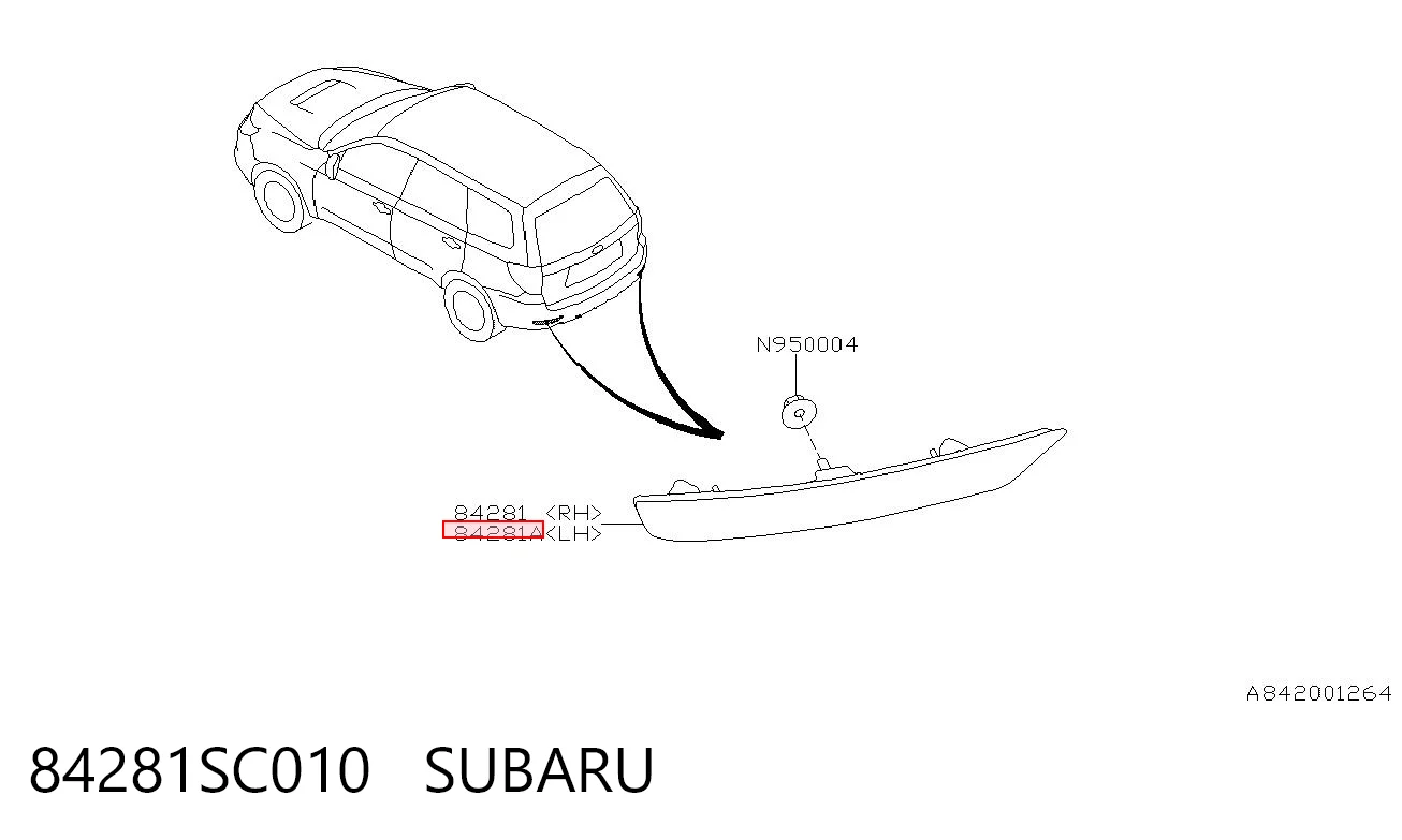 84281SC010 Subaru Лівий катафот бампера