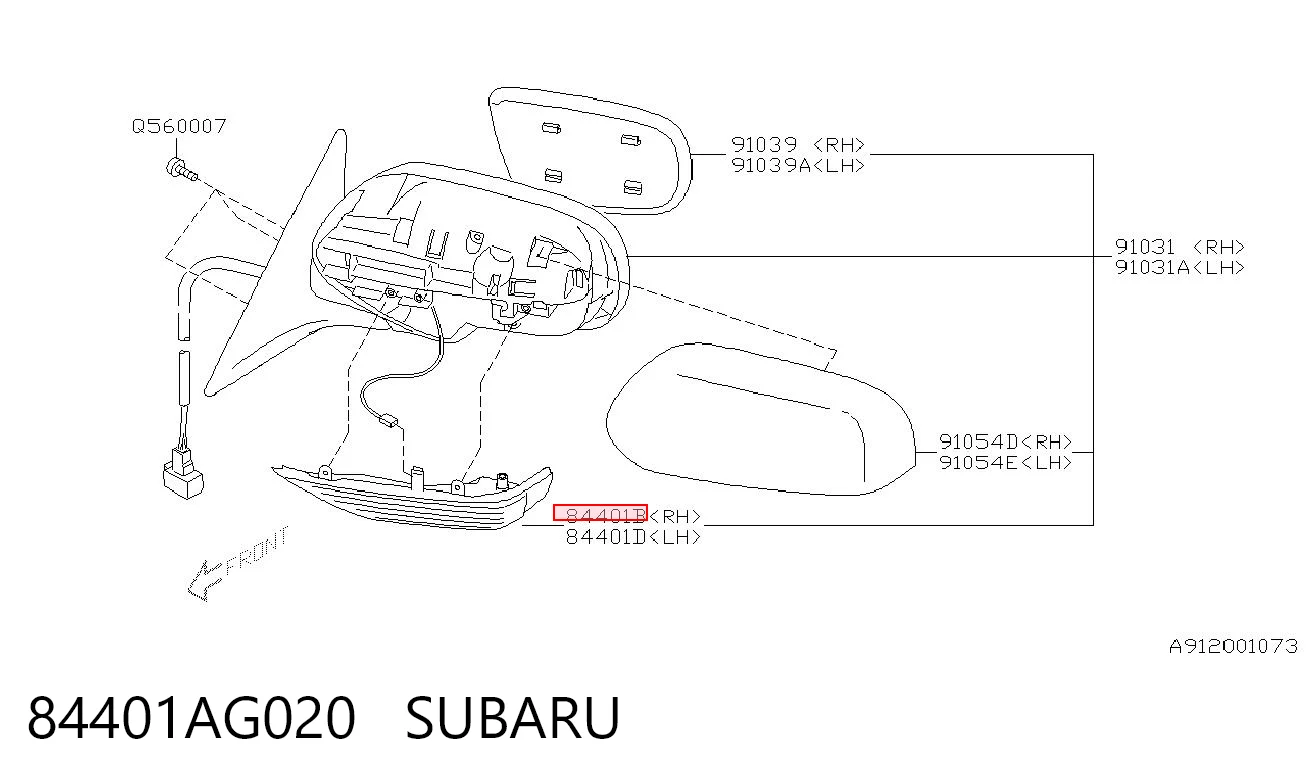 84401AG020 Subaru Покажчик повороту дзеркала, правий