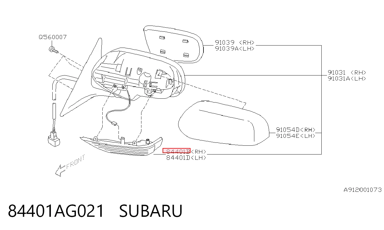 84401AG021 Subaru Покажчик повороту дзеркала, правий