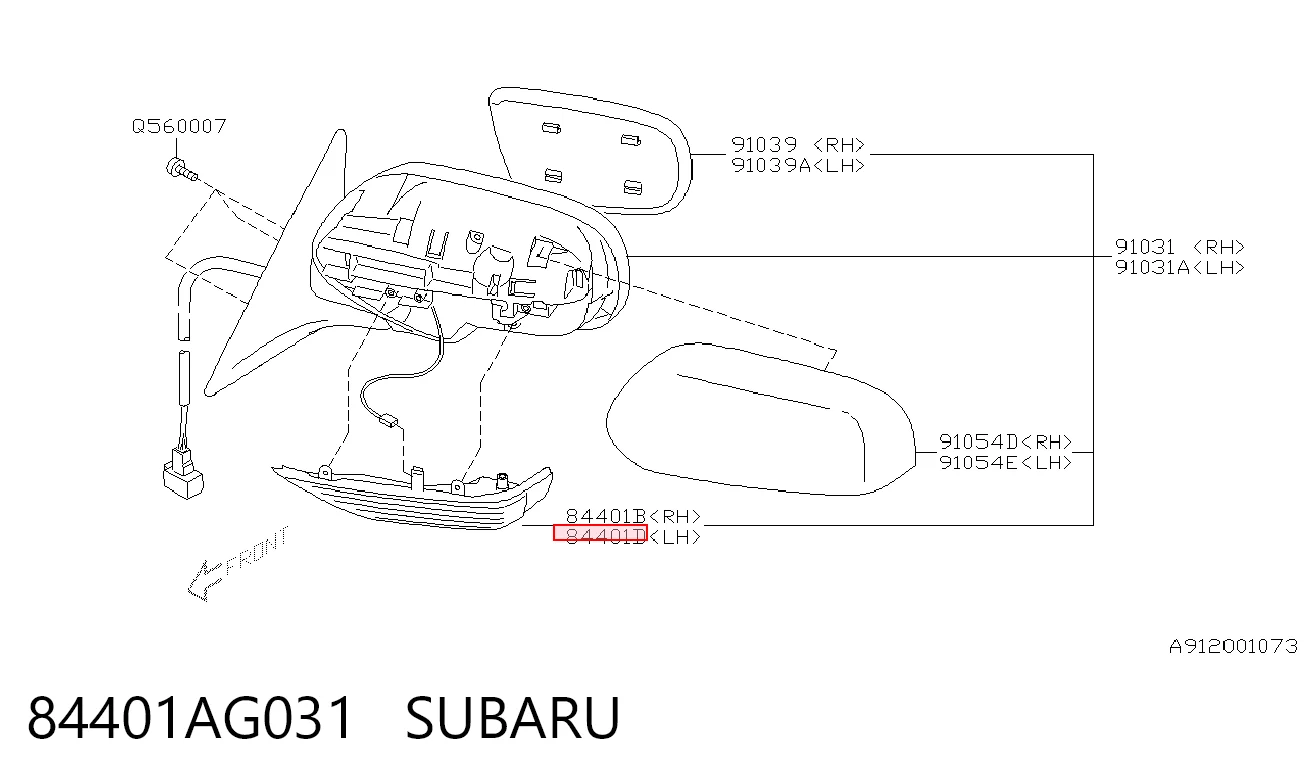 84401AG031 Subaru Покажчик повороту дзеркала, лівий