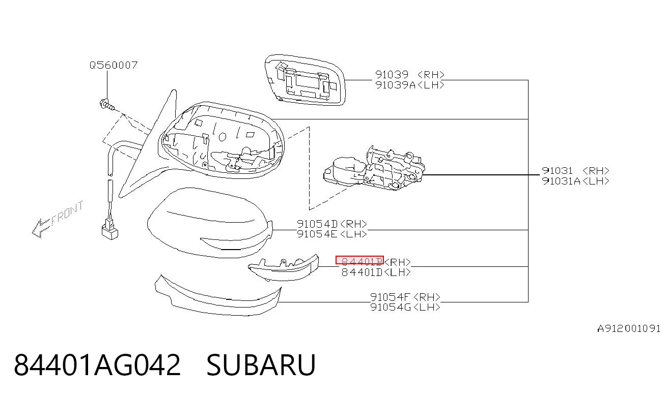 84401AG042 Subaru Покажчик повороту дзеркала, правий