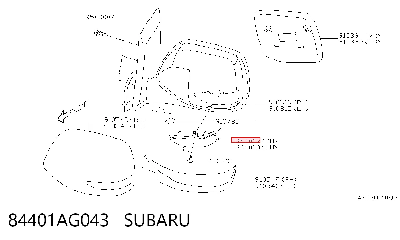 84401AG043 Subaru Покажчик повороту дзеркала, правий