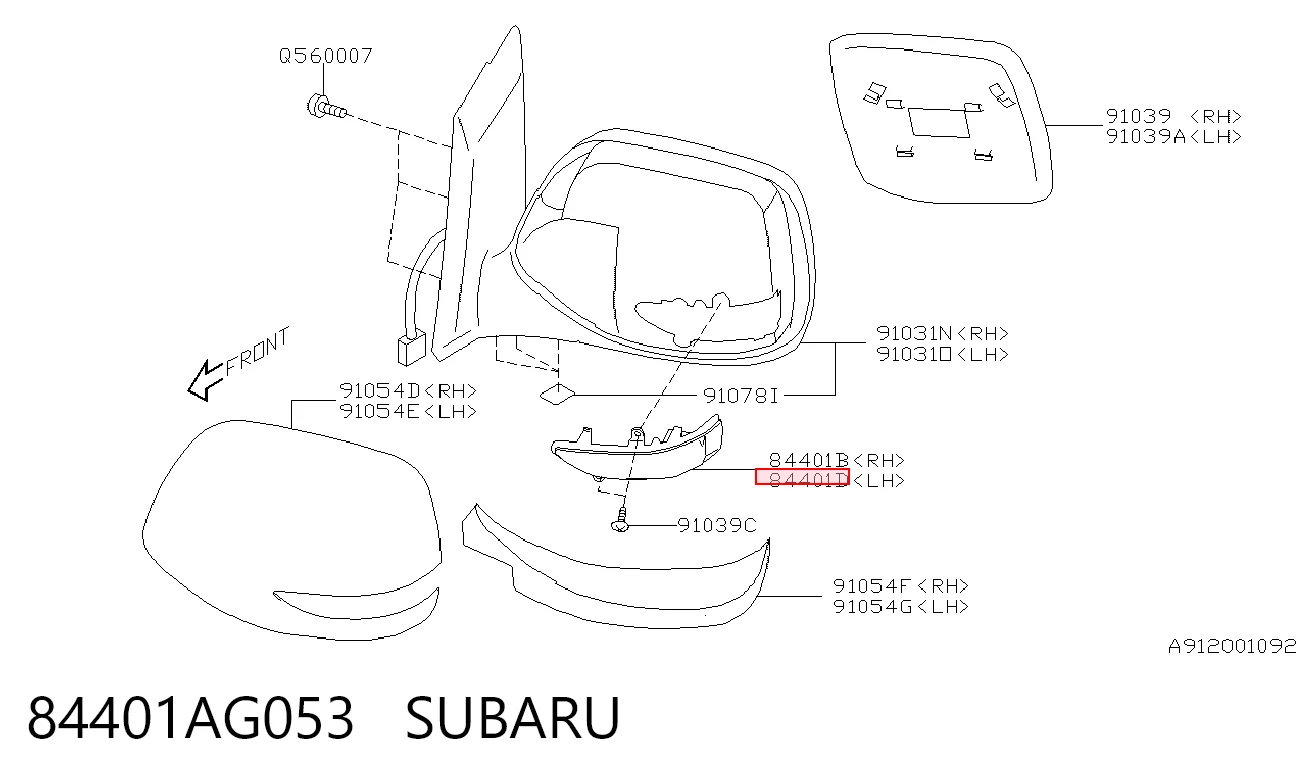 84401AG053 Subaru Покажчик повороту дзеркала, лівий
