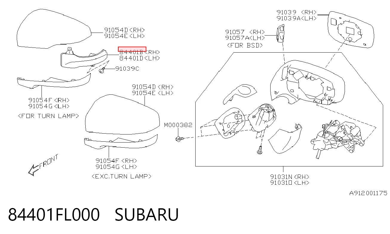 84401FL000 Subaru Покажчик повороту дзеркала, правий