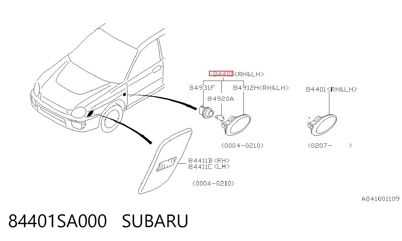 84401SA000 Subaru Повторювач повороту в крило