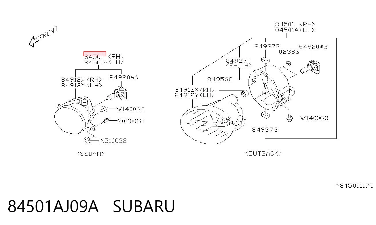 84501AJ09A Subaru Фара протитуманна, права