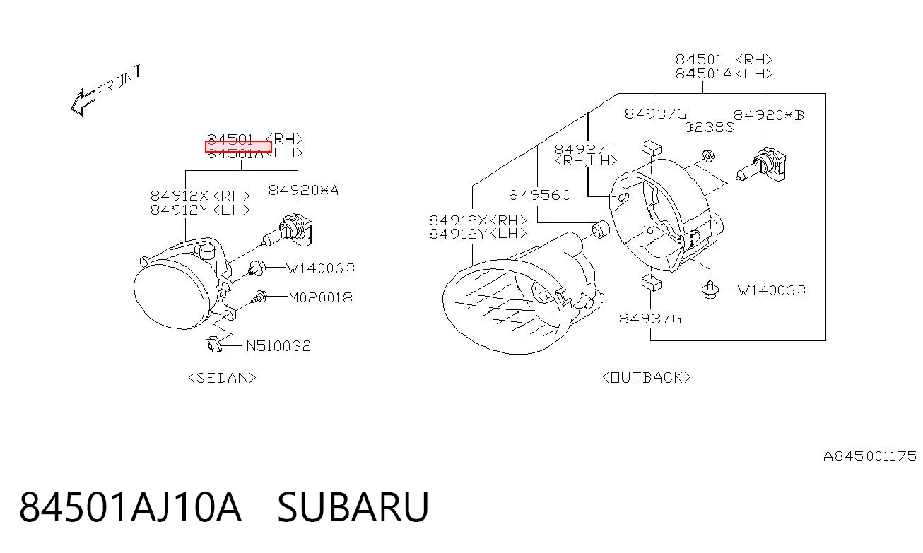 84501AJ10A Subaru Протитуманка ліва