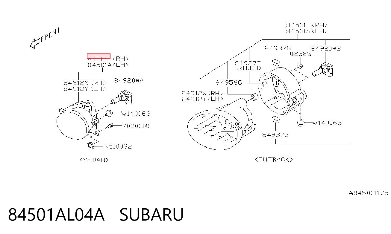 84501AL04A Subaru Фара протитуманна, права