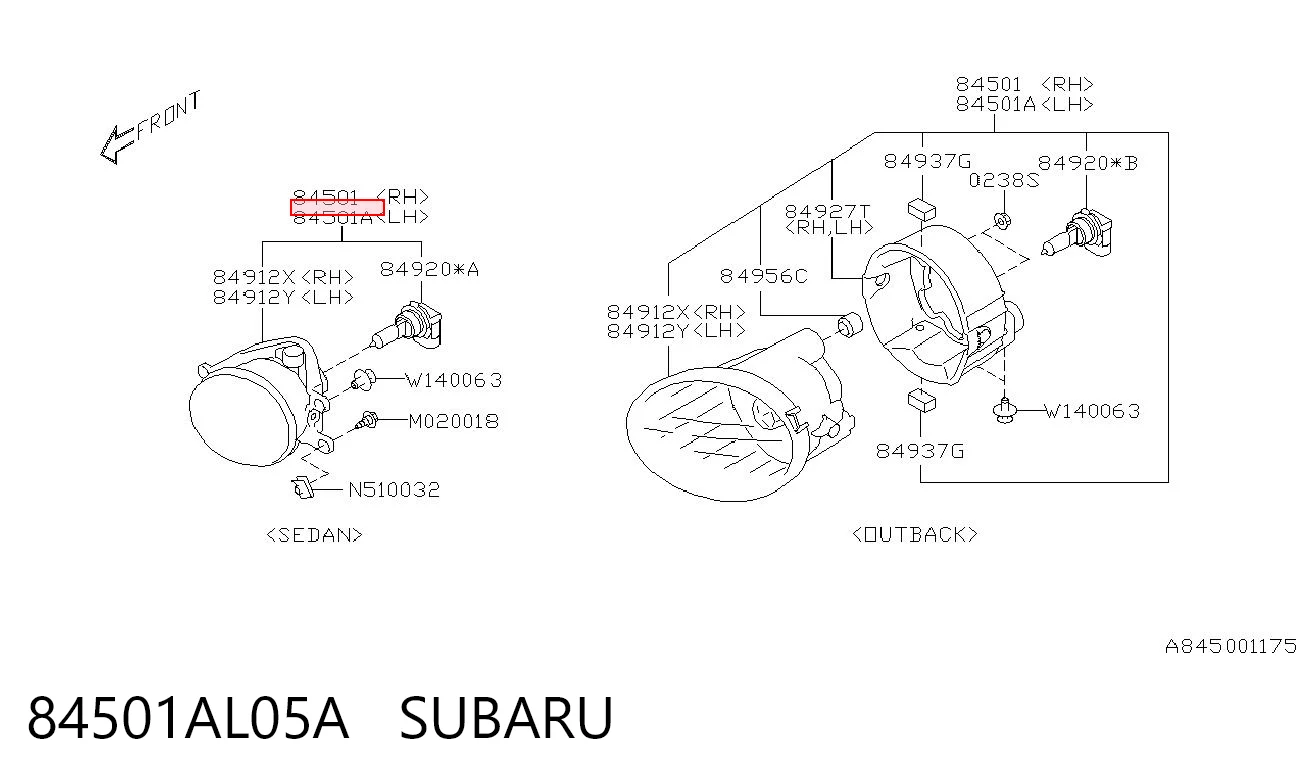 84501AL05A Subaru Протитуманка ліва