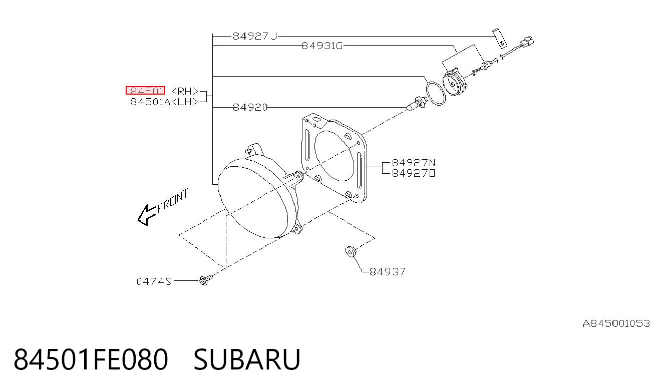84501FE080 Subaru Фара протитуманна, права
