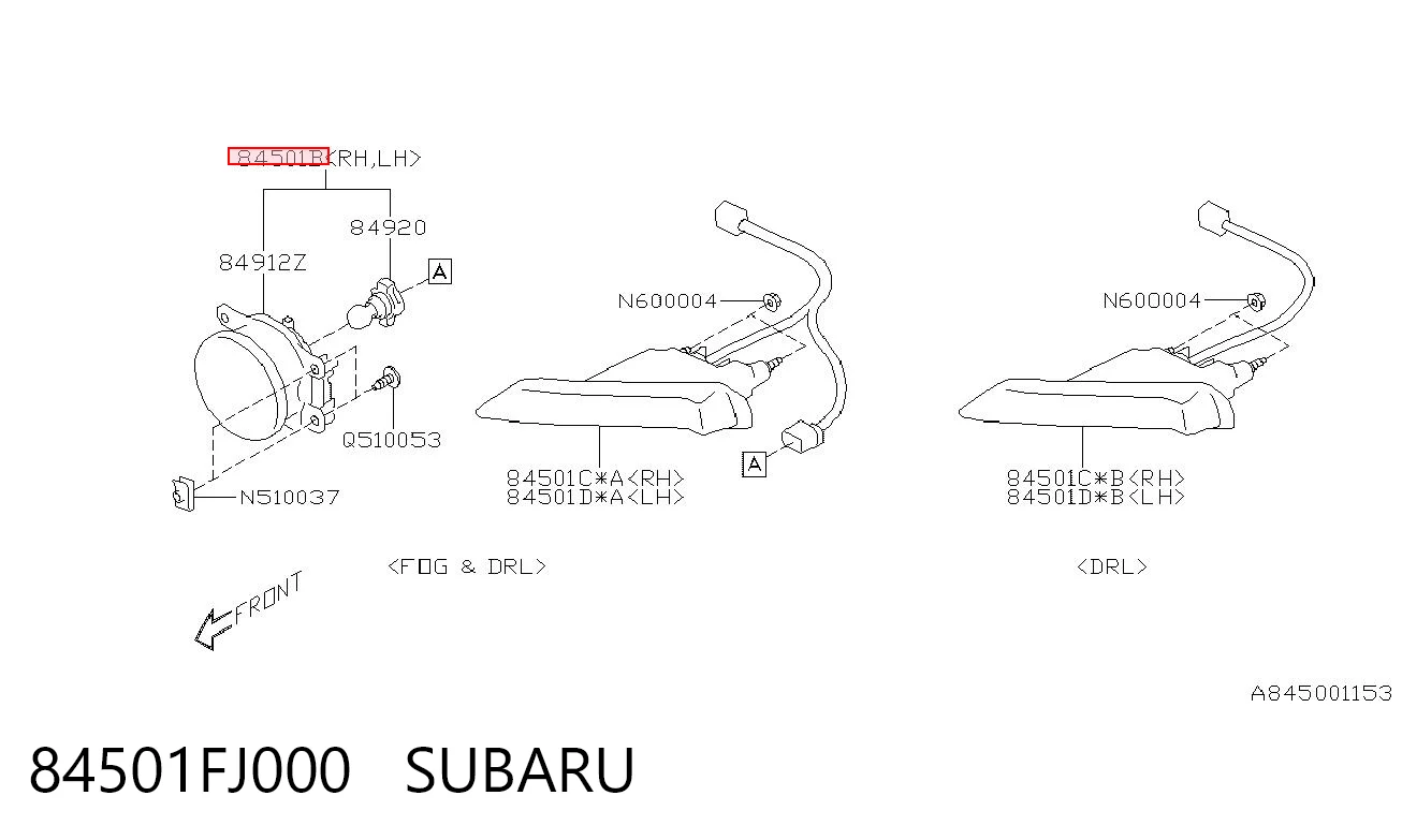 84501FJ000 Subaru Протитуманки, ліваі, права