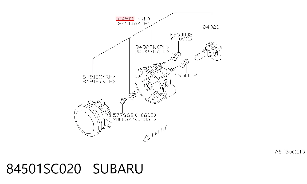 84501SC020 Subaru Фара протитуманна, права