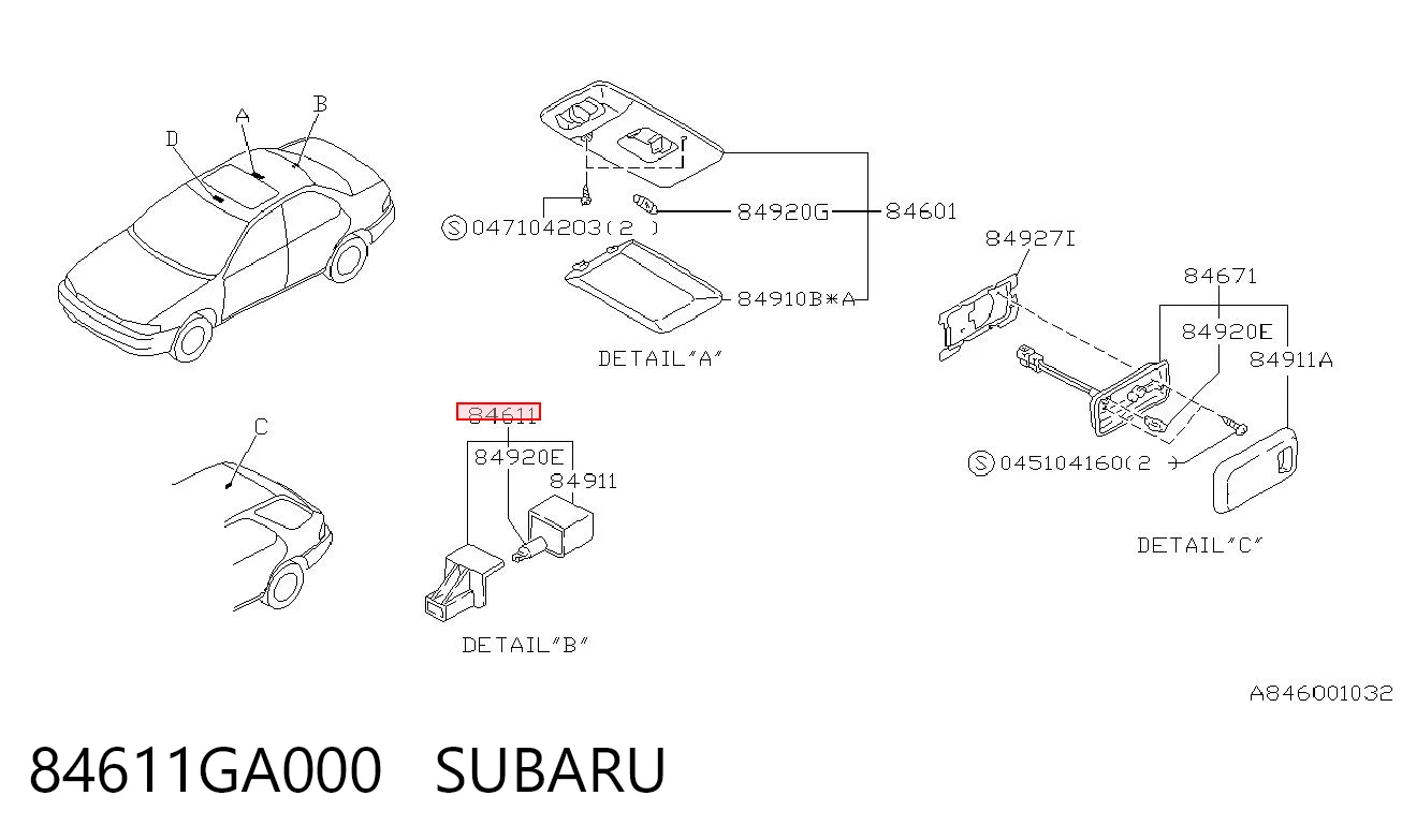 84611GA000 Subaru 